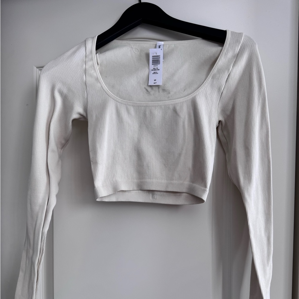 Aritzia Long Sleeve Crop Top birch, small